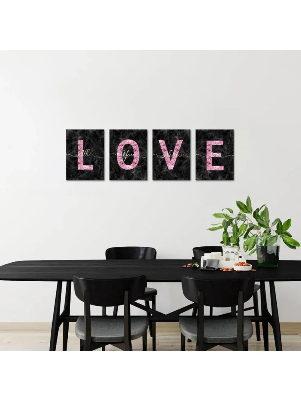 Glam Pink Canvas Wall Art - Love Quotes Decor for Girls' Bedroom & Bathroom